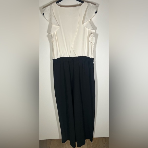 NWT J. Crew white black colorblock jumpsuit sz 12 preppy officecore ruffle - Picture 2 of 14